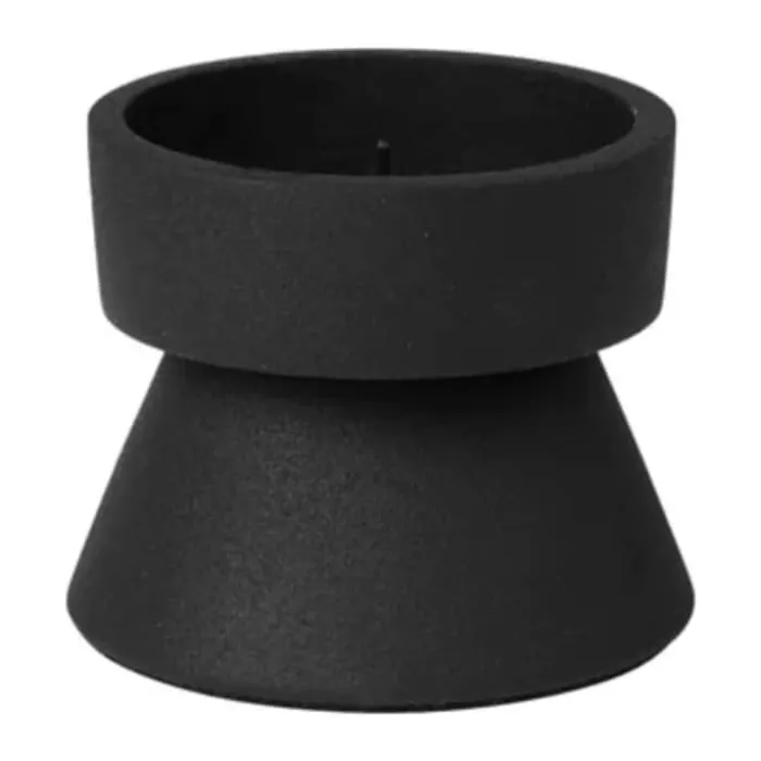 Broste Copenhagen Anker Lysestage Ø 7 x H 5,8 cm - Aluminium - Sort