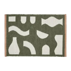 Broste Copenhagen Ceres Dørmåtte B 50 x L 70 cm - 100% Genanvendt PET garn - Grøn/hvid