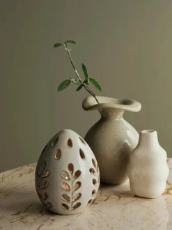 Broste Copenhagen Egga Lanterne Ø 9,5 x H 12 cm - Stentøj - Sand