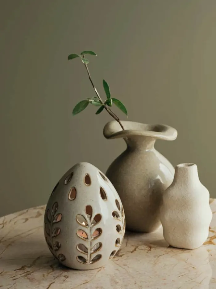 Broste Copenhagen Egga Lanterne Ø 9,5 x H 12 cm - Stentøj - Green