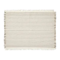 Broste Copenhagen Elouise Dækkeserviet - 2 stk. B 41,5 x L 32 cm - Bomuld - Off White/Grey