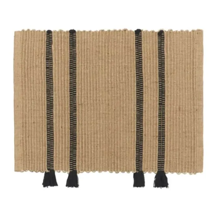 Broste Copenhagen Ezra Dørmåtte B 50 x L 70 cm - Bomuld - Natur/Sort