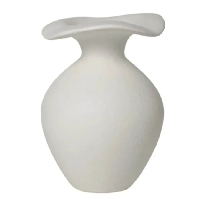 Broste Copenhagen Florentina Vase Ø 9,5 x H 14 cm - Stentøj - Hvid