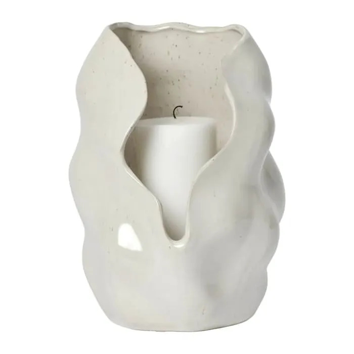 Broste Copenhagen Hekla Lanterne Ø 18,6 x H 24 cm - Stentøj - Cream