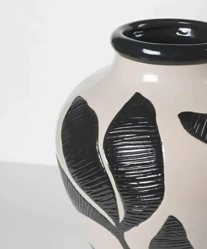 Broste Copenhagen Herbert Vase Ø 33 x H 40 cm - Keramik - Sort