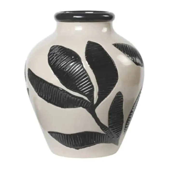 Broste Copenhagen Herbert Vase Ø 25 x H 30 cm - Keramik - Sort