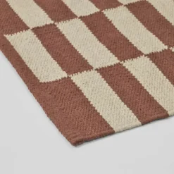 Broste Copenhagen Jane Gulvtæppe B 70 x L 200 cm - Bomuld - Rød/Beige