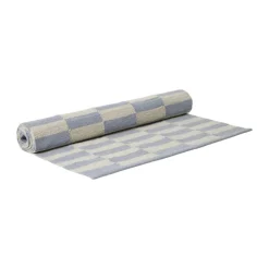 Broste Copenhagen Jane Gulvtæppe B 70 x L 200 cm - Bomuld - Blå/Beige