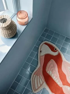 Broste Copenhagen Koi Gulvtæppe B 97 x L 130 cm - Uld/bomuld - Rosa/orange