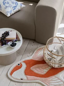 Broste Copenhagen Koi Gulvtæppe B 97 x L 130 cm - Uld/bomuld - Rosa/orange