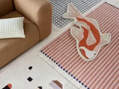Broste Copenhagen Koi Gulvtæppe B 97 x L 130 cm - Uld/bomuld - Rosa/orange