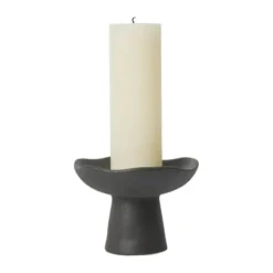 Broste Copenhagen Momo Lysestage Ø 15 x H 12 cm - Stentøj - Sort