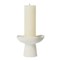 Broste Copenhagen Momo Lysestage Ø 12 x H 9 cm - Stentøj - Hvid