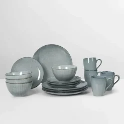 Broste Copenhagen Nordic Sea Middagssæt - 16 dele Stentøj - Soft Blue