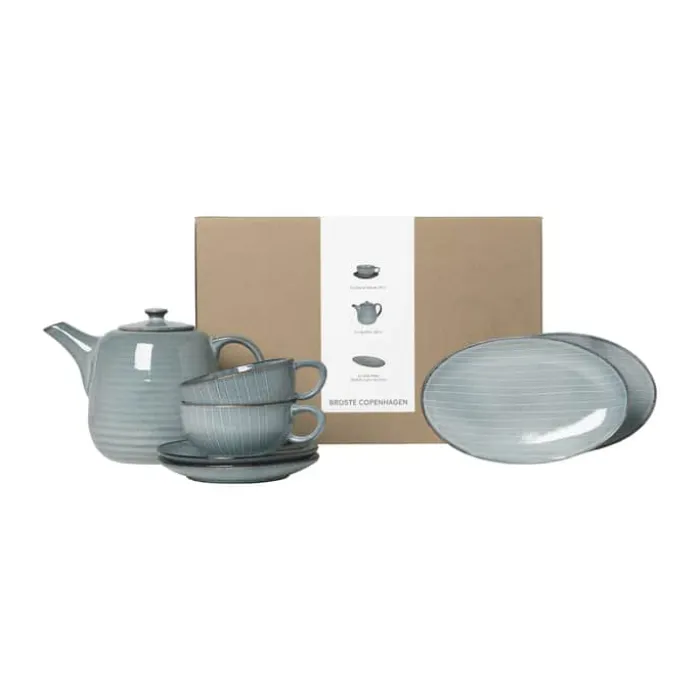 Broste Copenhagen Nordic Sea Tesæt - 7 dele Stentøj - Soft Blue