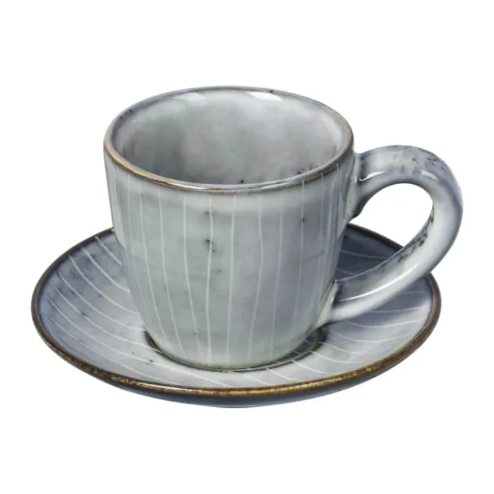 Broste Copenhagen Nordic Sea Espressokop m. Underkop 5 cl - Stentøj - Soft Blue