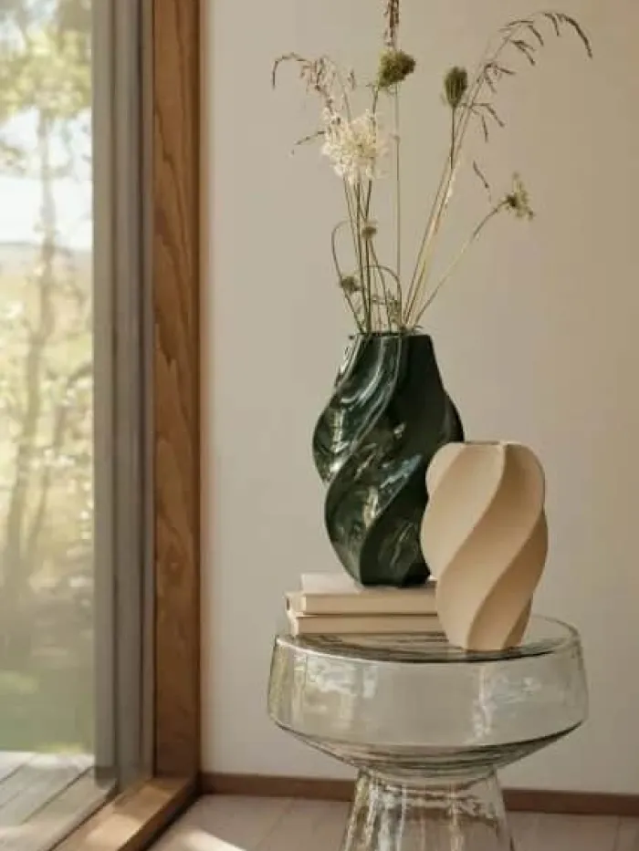 Broste Copenhagen Odette Vase Ø 19 x H 32 cm - Stentøj - Grøn