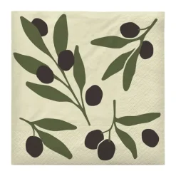 Broste Copenhagen Olive Papirserviet B 33 x L 33 cm - Papir - Sort