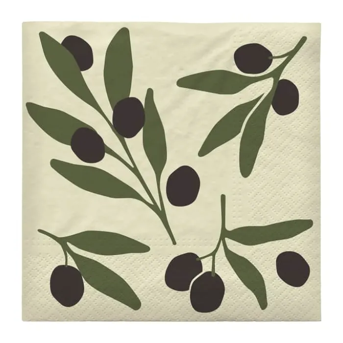 Broste Copenhagen Olive Papirserviet B 33 x L 33 cm - Papir - Sort