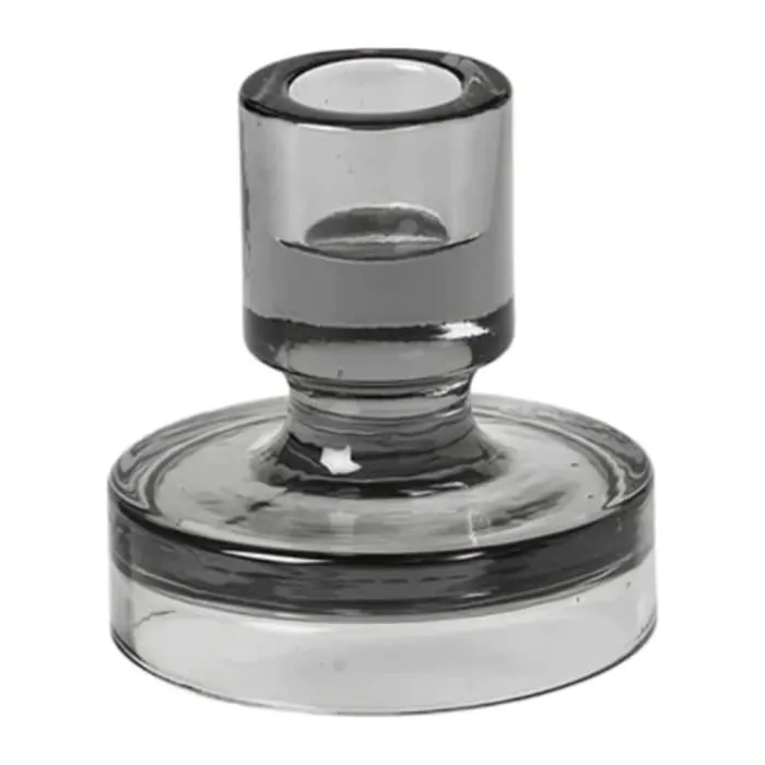 Broste Copenhagen Petra Lysestage Ø 8 x H 8 cm - Glas - Grå