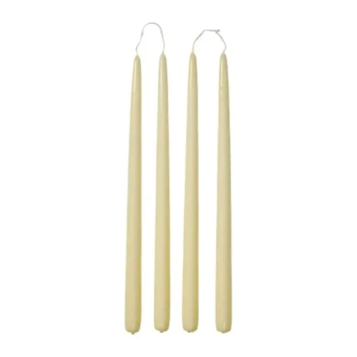 Broste Copenhagen Smooth Glossy Kronelys H 38 cm - Paraffin - Gul