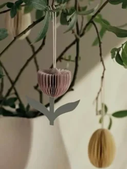 Broste Copenhagen Tulip Papir Ornament H 7 cm - Papir - Gul