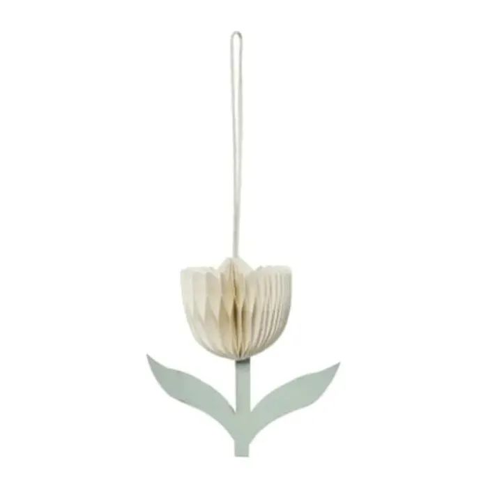 Broste Copenhagen Tulip Papir Ornament H 7 cm - Papir - Hvid
