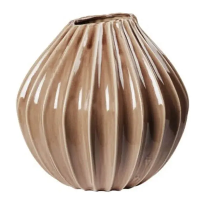 Broste Copenhagen Wide Vase Ø 25 x H 25 cm - Keramik - Fawn