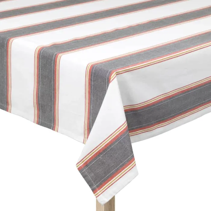 By Mogensen Large Stripes Dug B 140 x L 320 cm - Bomuld - Grå/rød/creme