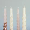 Candles with a twist Lys - 6 stk. Ø 2,2 x H 21 cm - 100% paraffin - Rosa/guld