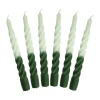 Candles with a twist Lys - 6 stk. Ø 2,2 x H 21 cm - 100% paraffin - Grøn