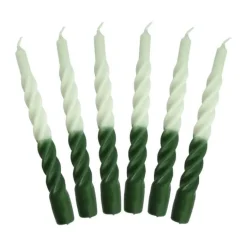 Candles with a twist Lys - 6 stk. Ø 2,2 x H 21 cm - 100% paraffin - Grøn