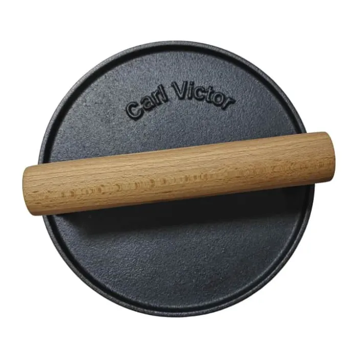 Carl Victor Burgerpresser Ø 17,5 cm - Rillet - Støbejern/træ