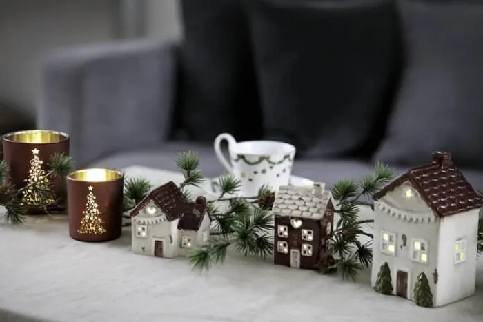 Casa Christmas Fyrfadsstage H 12,5 cm - Glas - Mørkeblå