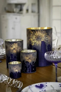 Casa Christmas Fyrfadsstage H 8 cm - Glas - Blå