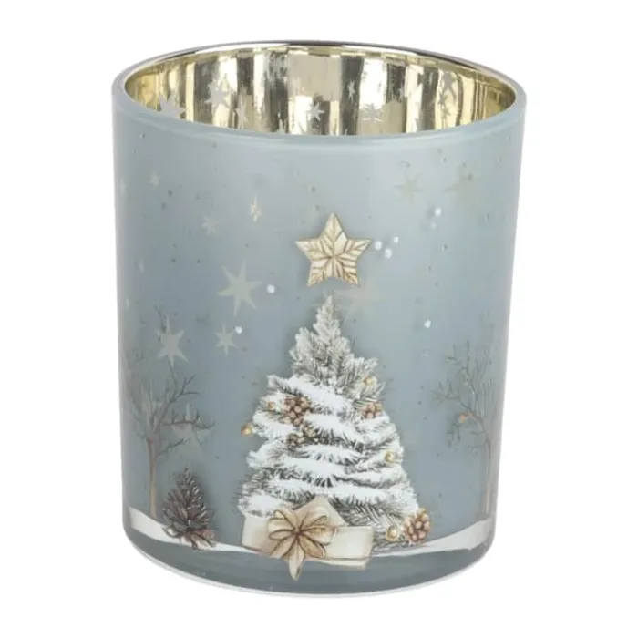 Casa Christmas Fyrfadsstage Ø 9 x H 10 cm - Glas