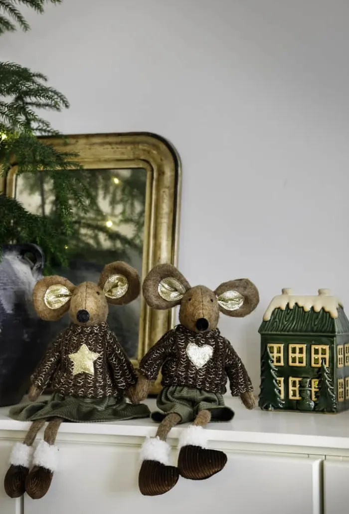 Casa Christmas Julemus- Dreng H 36cm - Polyester - Beige/brun