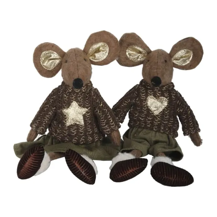 Casa Christmas Julemus - Pige H 36cm - Polyester - Beige/brun