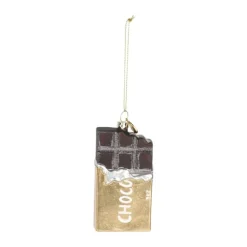 Casa Christmas Juleophæng - Chokoladebar H 10,8 cm - Glas/metal - Brun/guld
