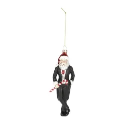 Casa Christmas Juleophæng - Julegentleman H 17 cm - Glas/resin - Sort