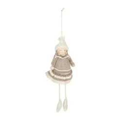 Casa Christmas Julepige H 35 cm - Polyester - Brun/beige/hvid