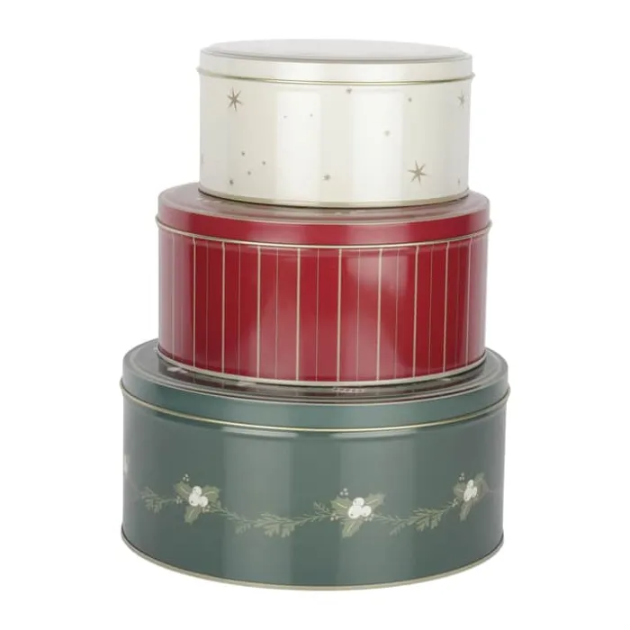 Casa Christmas Kagedåsesæt - 3 stk. Ø 14/17/19 cm - Metal - Multifarvet