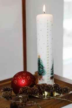 Casa Christmas Kalenderlys Ø 5 x H 25 cm - Parrafin - Hvid