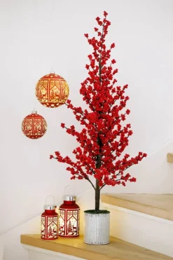 Casa Christmas Kunstigt Træ H 105 cm - Kunststof - Rød