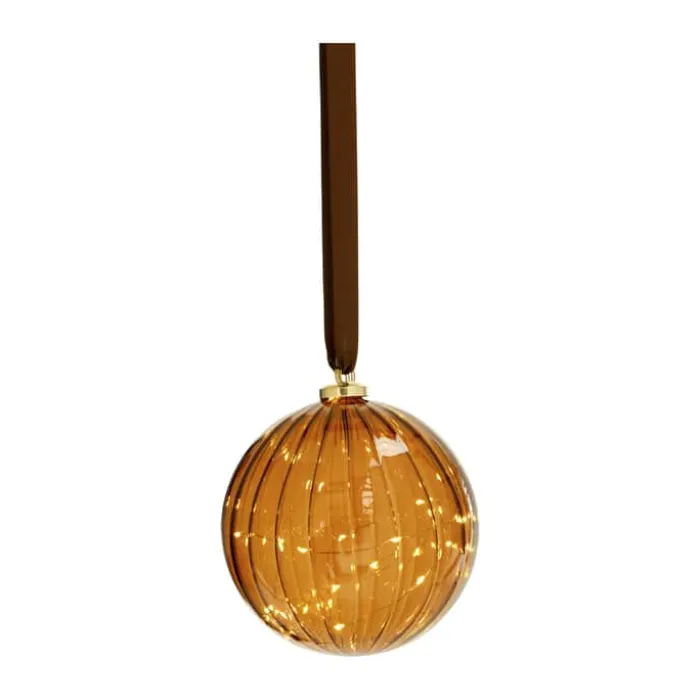 Casa Christmas LED Ophæng - Kugle Ø 14 cm - Glas/plastik - Brun