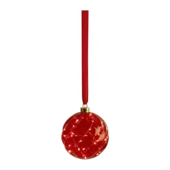 Casa Christmas LED Ophæng - Kugle Ø 14 cm - Glas/plastik - Rød