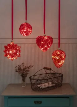 Casa Christmas LED Ophæng - Stjerne Ø 19 cm - Glas/plastik - Rød