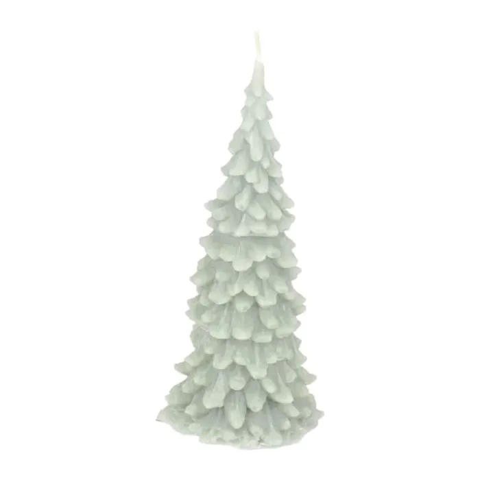 Casa Christmas Lys - Juletræ Ø 6,9 x H 15,5 cm - Paraffin - Lysegrøn