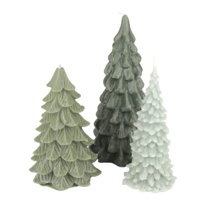 Casa Christmas Lys - Juletræ Ø 6,9 x H 15,5 cm - Paraffin - Lysegrøn