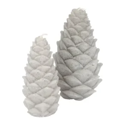 Casa Christmas Lys - Kogle Ø 5,6 x H 12,2 cm - Paraffin - Beige